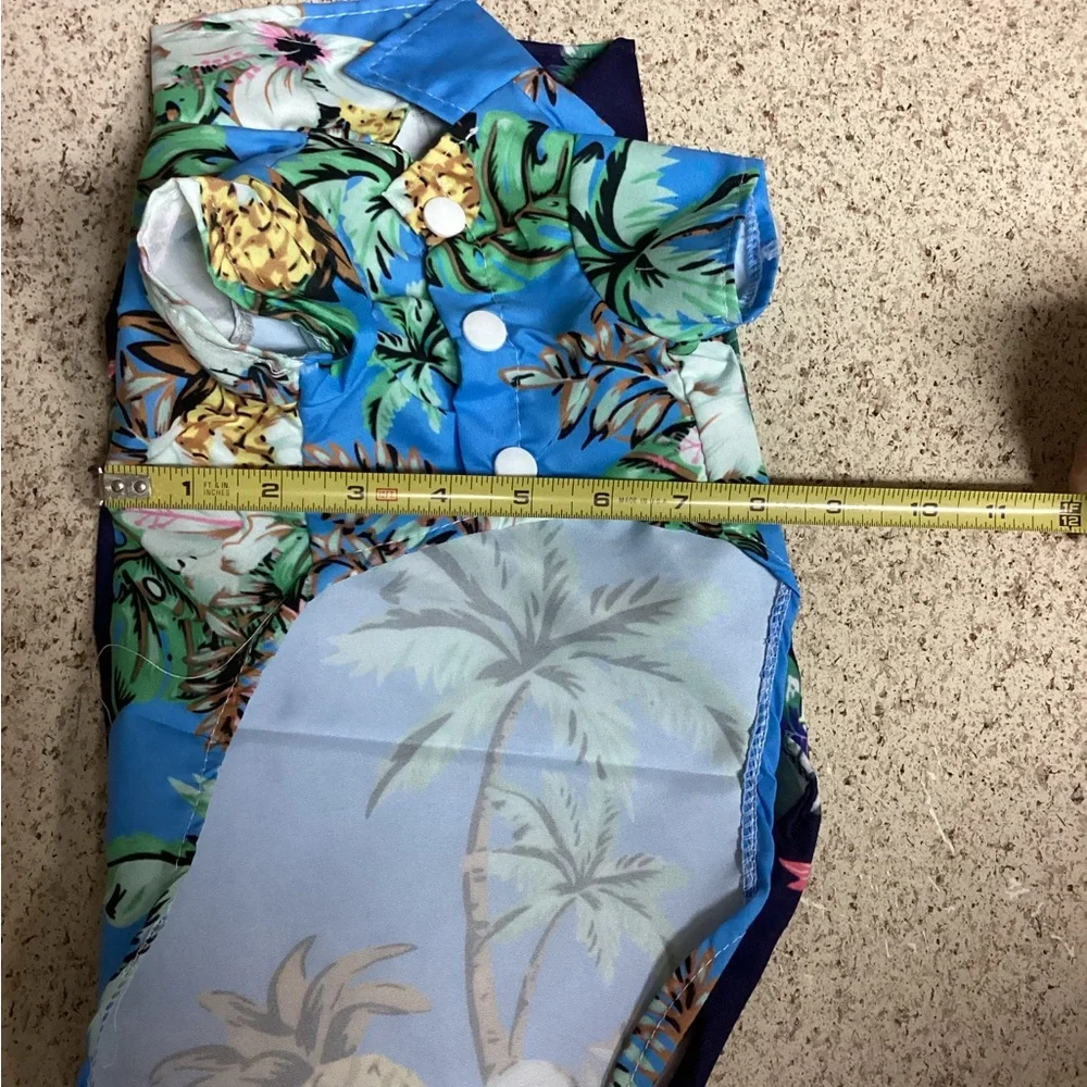 Tropical Floral Cat Shirt - Blue and Black